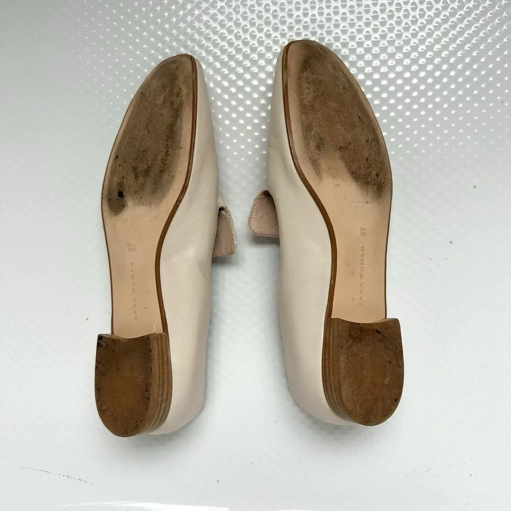 Zara Shoe Women’s 39 (8) Slip On Loafer Crab Embellish Cream Nautical Coastal